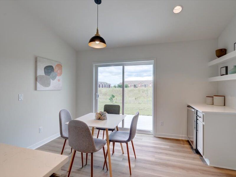 Dining area with sliding patio door