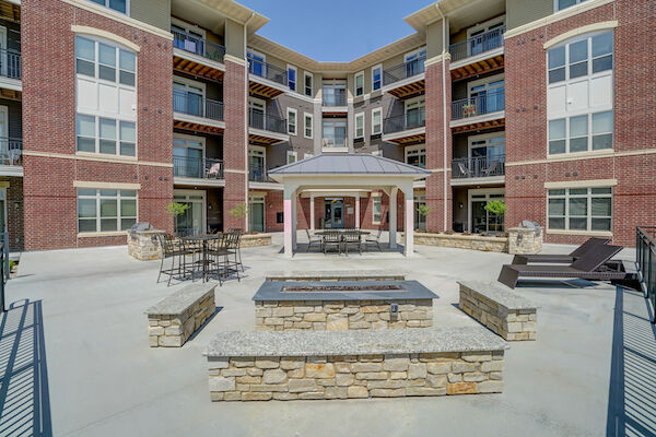 The Addison courtyard with gazebo and fire pit